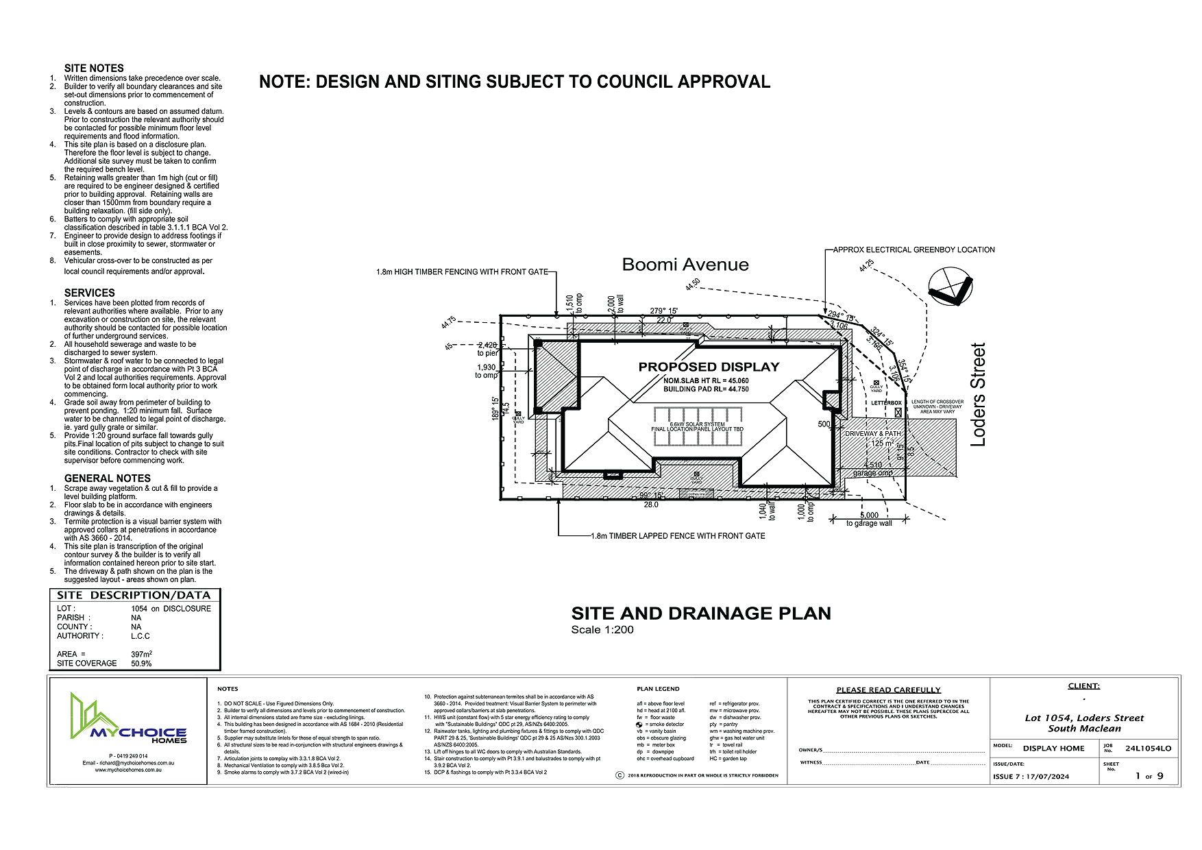 Lot 1054 Pebble Creek South Maclean Arial view map Home Map Autocad file2 Myjchoicehomes